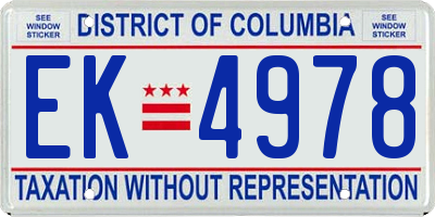 DC license plate EK4978