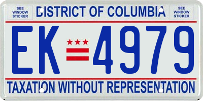 DC license plate EK4979