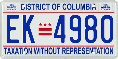 DC license plate EK4980