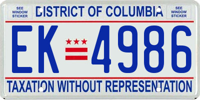 DC license plate EK4986