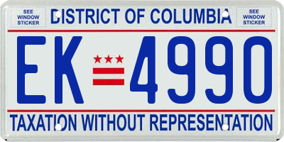 DC license plate EK4990