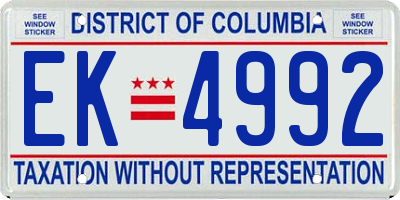 DC license plate EK4992