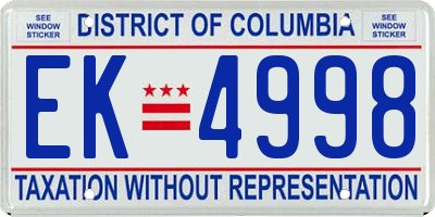 DC license plate EK4998