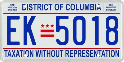DC license plate EK5018
