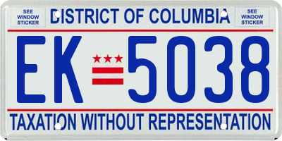 DC license plate EK5038