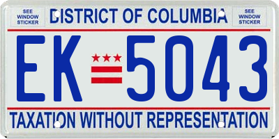 DC license plate EK5043