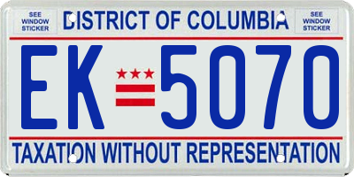 DC license plate EK5070