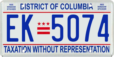 DC license plate EK5074