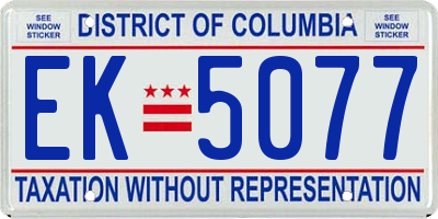 DC license plate EK5077