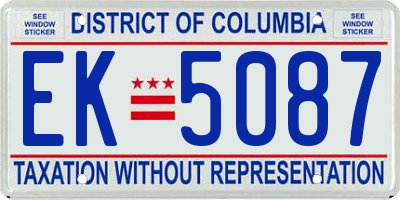 DC license plate EK5087