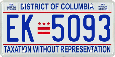 DC license plate EK5093