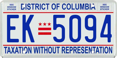 DC license plate EK5094