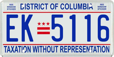 DC license plate EK5116