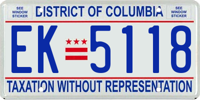 DC license plate EK5118