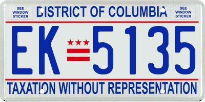 DC license plate EK5135