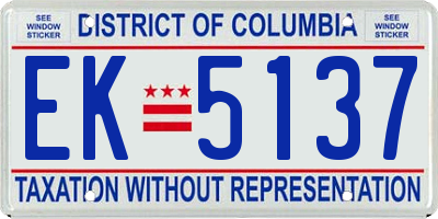 DC license plate EK5137
