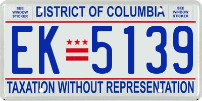 DC license plate EK5139