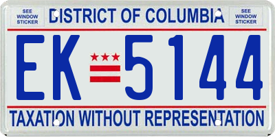 DC license plate EK5144