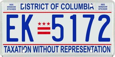 DC license plate EK5172