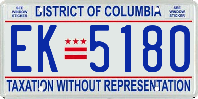 DC license plate EK5180