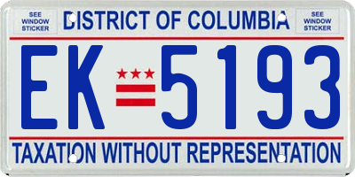 DC license plate EK5193