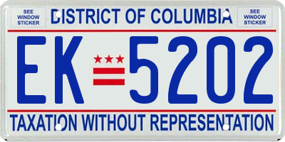 DC license plate EK5202
