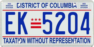 DC license plate EK5204