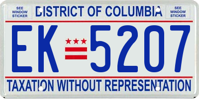 DC license plate EK5207