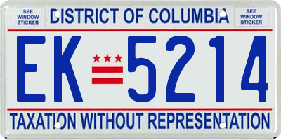 DC license plate EK5214