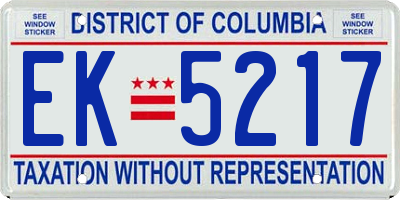 DC license plate EK5217