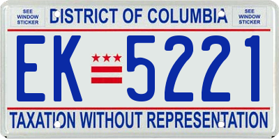 DC license plate EK5221