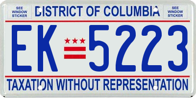 DC license plate EK5223