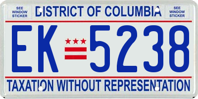 DC license plate EK5238