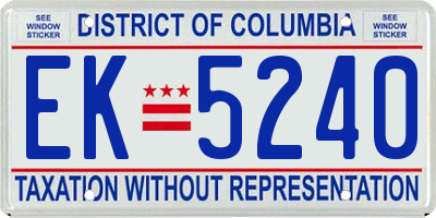 DC license plate EK5240