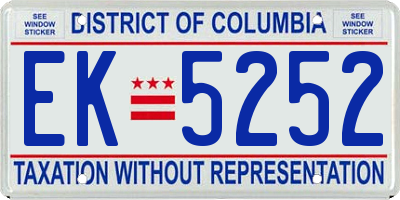 DC license plate EK5252
