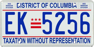 DC license plate EK5256