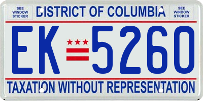 DC license plate EK5260