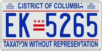 DC license plate EK5265