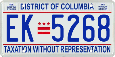 DC license plate EK5268
