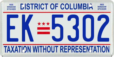 DC license plate EK5302