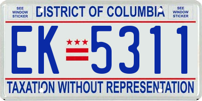 DC license plate EK5311