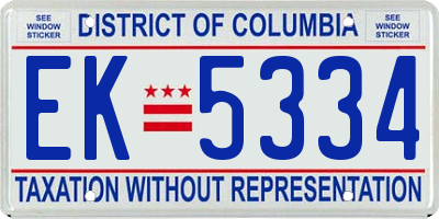 DC license plate EK5334