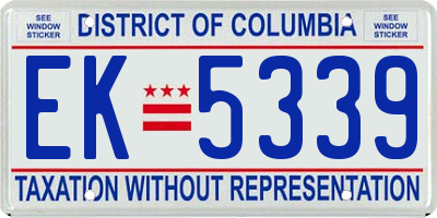 DC license plate EK5339