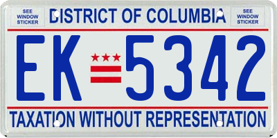DC license plate EK5342