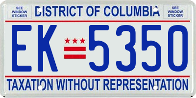 DC license plate EK5350