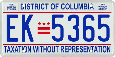 DC license plate EK5365