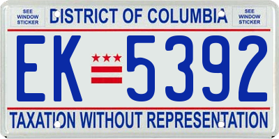 DC license plate EK5392