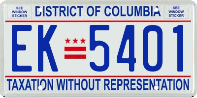 DC license plate EK5401
