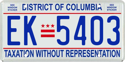 DC license plate EK5403