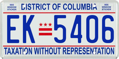 DC license plate EK5406
